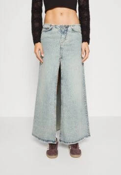 WEEKDAY Anaheim Long Skirt SlitGonna A CampanaStained Blue Donna Gonne WEB21C08C-K11