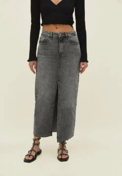 Stradivarius Long Comfort- Gonna Lunga - Light Grey